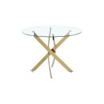 Homy france - table repas 4 couverts jessica gold xxl transparent diamètre 120cm Homy france - table repas 4 couverts jessica gold xxl transparent diamètre 120cm