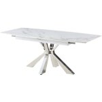 Homy france - table repas extensible 160 / 200 cm bianca chrome céramique blanc marbré Homy france - table repas extensible 160 / 200 cm bianca chrome céramique blanc marbré
