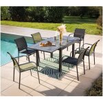 Ensemble table et chaises de jardin - 6 places - anthracite et vert - honfleur beziers ardoise