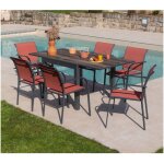 Ensemble table et chaises de jardin - 6 places - terracotta - honfleur beziers chene