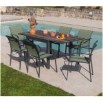 Ensemble table et chaises de jardin - 6 places - vert - honfleur beziers chene