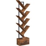 Hoobro - b�cherregal mit schublade, standregal mit 9 ebenen, baumf�rmiges b�cherregal, dvd regal, b�cherturm ...