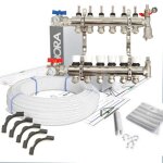 Hora - kit collecteur plancher chauffant hydraulique nourrice et tube per taille - kit 6 sorties