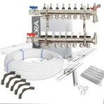 Hora - kit collecteur plancher chauffant hydraulique nourrice et tube per taille - kit 8 sorties Hora - kit collecteur plancher chauffant hydraulique nourrice et tube per taille - kit 8 sorties