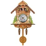 Horloge � coucou antique en bois, nichoir mural, d�coration de maison suspendue, pendule � cloche pivotante ...