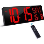 Horloge digitale avec t�l�commande, 16, 5'' led horloge murale num�rique, reveil numerique � luminosit� ...