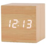 Horloge �lectronique carr�e � led silencieuse avec affichage de la temp�rature et de l'humidit� aliment�e ...