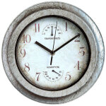 Horloge ext�rieure �tanche avec thermom�tre hygrom�tre, horloge murale en m�tal silencieuse sans tic ...