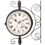 Horloge de gare noire � double face avec support, style r�tro, grand horloge de station new york, horloge ...