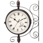 Horloge de gare noire � double face avec support, style r�tro, grand horloge de station new york, horloge ...