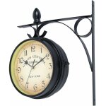 Horloge de gare r�tro, horloge murale double cadran pour l?int�rieur et l?ext�rieur