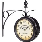 [jamais utilis�]horloge de gare sur deux c�t�s, piles, r�tro, new york, hlp 35 x 35 x 10 cm, heure recto ...