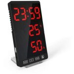 Horloge  miroir led, thermomtre et hygromtre, horloge mto lectronique, rveil, lettres rouges en ...