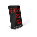 Horloge  miroir led, thermomtre et hygromtre, horloge mto lectronique, rveil, lettres rouges en ...
