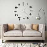 Horloge murale 3d design moderne 100 cm xxl noir cfw32156