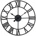 Horloge murale ajour�e au design r�tro moderne, horloge silencieuse, noire, 40 cm, parfaite pour le salon, ...