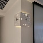Horloge murale d'angle double face num�rique silencieuse ? installation simple ? design minimaliste pour ...