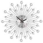 Horloge murale argent geante avec strass, metal silencieuse pendule murale moderne nordic dcoration, ...