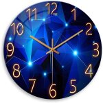 Horloges murales bleues fonctionnant sur batterie 12 pouces horloge murale moderne sans tic - tac horloge ...