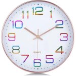 Horloge murale chiffres 3d multicolore, silencieuse moderne 30cm pendule murale or rose, facile  lire ...