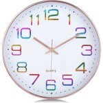 Horloge murale chiffres 3d multicolore, silencieuse moderne pendule murale or rose, facile � lire quartz ...