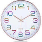 Horloge murale chiffres 3d multicolore, silencieuse moderne pendule murale or rose, facile � lire quartz ...