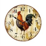 Horloge murale de cuisine 10 pouces coq rustique silencieuse sans tic - ronde  quartz piles