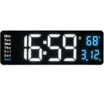 Horloge murale digitale led, 16 pouces grand �cran avec compte � rebours temp�rature int�rieure calendrier ...
