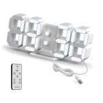 Horloge murale digitale led 3d petit rveil tlcommande 25. 2cm 12 / 24 heure temperature date affichage ...