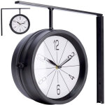Horloge murale double face en m�tal noir 30, 5x9, 5x28 cm