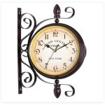 Horloge murale double face style r�tro antique horloge murale de gare avec design en fer forg�, horloge ...