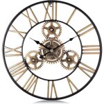Horloge murale engrenages or geante m�tal industrielle 50cm pendule murale quartz chiffres romains silencieuse ...