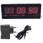 Horloge murale led digitale - affichage heure / date / temprature - alimentation 110 - 240v (rouge) ...