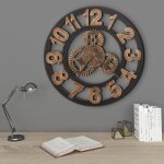 Horloge murale métal 58 cm doré et noir, asaf76432 design in Horloge murale métal 58 cm doré et noir, asaf76432 design in