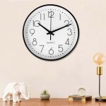 Horloge murale moderne blanche de 25 cm, silencieuse, ronde et d�corative, facile � lire, design minimaliste ...