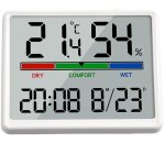 Horloge murale num�rique avec grand �cran lcd ? heure, date, temp�rature et humidit� ? fonctionne sur ...