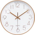 Horloge murale, petit 20cm moderne or rose horloge en verre, silencieuse pendule murale pour salon cuisine ...