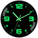 Horloge murale radio - pilot�e 30 cm lumineuse, grands chiffres, design moderne sans bruit