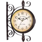 Horloge murale r�tro antique double face - design fer forg� - chiffres arabes - fonctionne sur piles