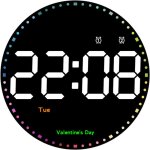 Horloge murale ronde, 25 cm, grande horloge murale num�rique, grand �cran avec trotteuse arc - en - ciel, ...
