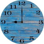 Horloge murale ronde bois bleu cyan 25 cm ? piles ? silencieuse sans tic - tac ? salon / cuisine / chambre ...
