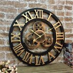 Horloge murale silencieuse 3d de style europ�en r�tro et industriel, orn�e d'engrenages, pour une d�coration ...