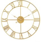 Horloge murale silencieuse, chiffres romains modernes grandes horloge murale, silencieuse en m�tal rond ...