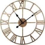 Horloge murale silencieuse, chiffres romains modernes grandes horloge murale, silencieuse en m�tal rond ...