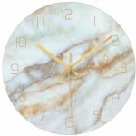 Horloge murale silencieuse en verre marbr� pour salon, 12 pouces en marbre moderne sans tic - tac pour ...
