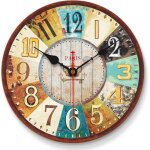 Horloge murale vintage, 20 cm, belle horloge vintage chic,  piles, en bois, silencieuse, convient pour ...