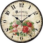 Horloge murale vintage en bois ou style carton avec chiffres romains - silencieuse, sans tic - tac - ...