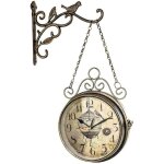 Horloge murale vintage avec grands chiffres des deux c�t�s, effet antique, horloge murale d'ext�rieur, ...