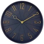 O91 - horloge murale vintage noir / doré Ø27. 3 cm O91 - horloge murale vintage noir / doré Ø27. 3 cm