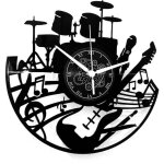 Horloge murale vinyle disque 33 tours vintage cadeau fait main d�co maison musique guitare clavier batterie ...